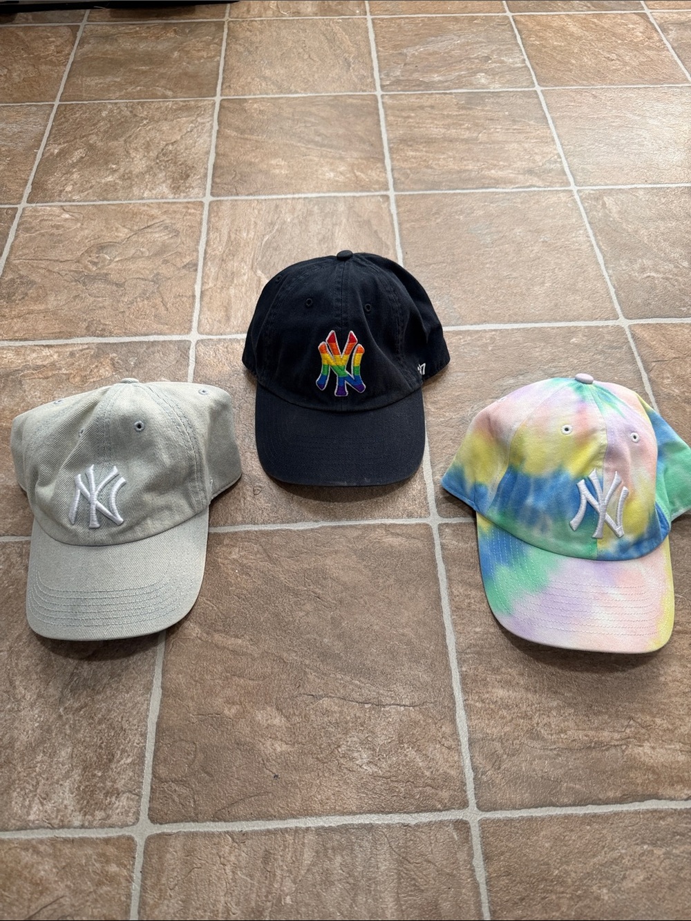 New Era NY Logo Tie-Dye Baseball Cap - Multicolor (Lot of 3)